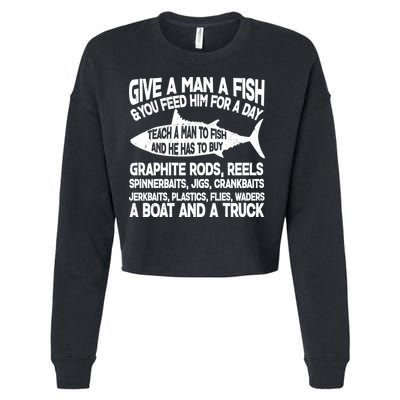 Teach A Man A Fish And He Has To Buy A Boat Cropped Pullover Crew