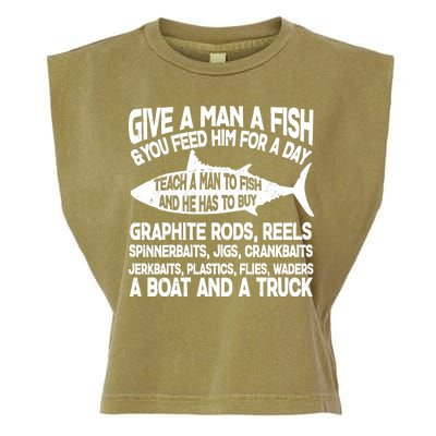 Teach A Man A Fish And He Has To Buy A Boat Garment-Dyed Women's Muscle Tee