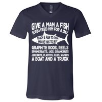 Teach A Man A Fish And He Has To Buy A Boat V-Neck T-Shirt