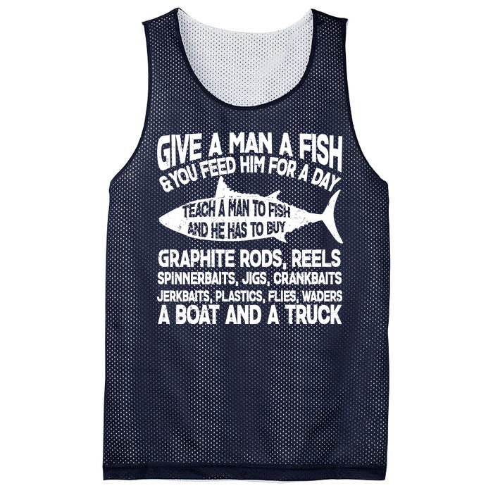 Teach A Man A Fish And He Has To Buy A Boat Mesh Reversible Basketball Jersey Tank