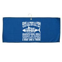 Teach A Man A Fish And He Has To Buy A Boat Large Microfiber Waffle Golf Towel