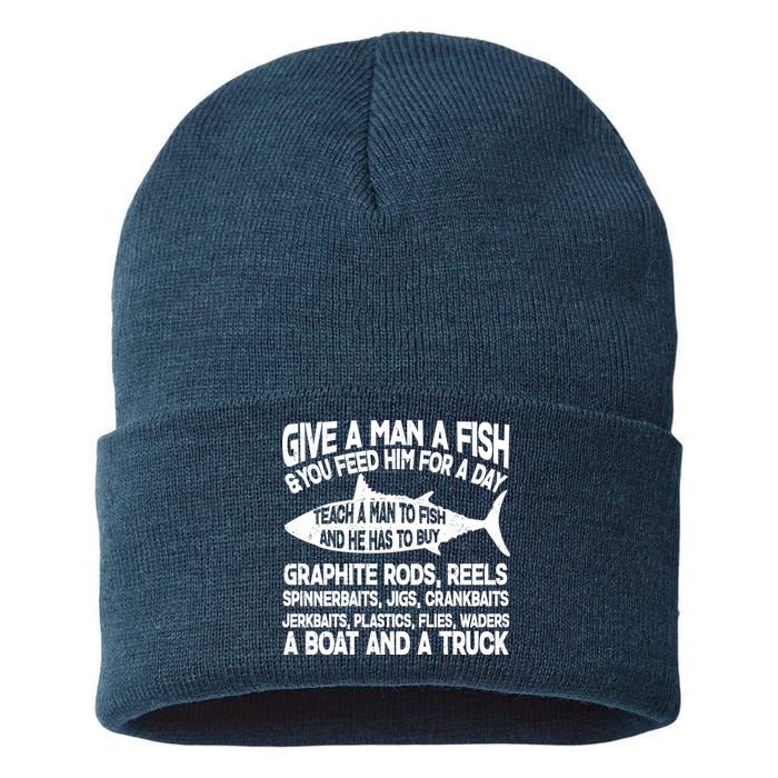 Teach A Man A Fish And He Has To Buy A Boat Sustainable Knit Beanie