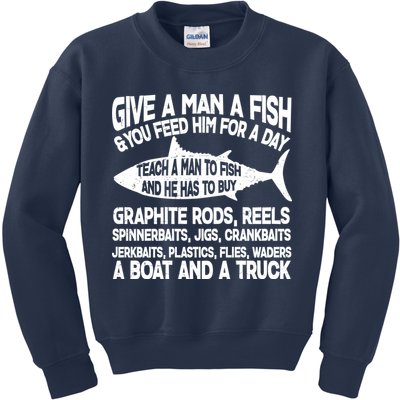 Teach A Man A Fish And He Has To Buy A Boat Kids Sweatshirt