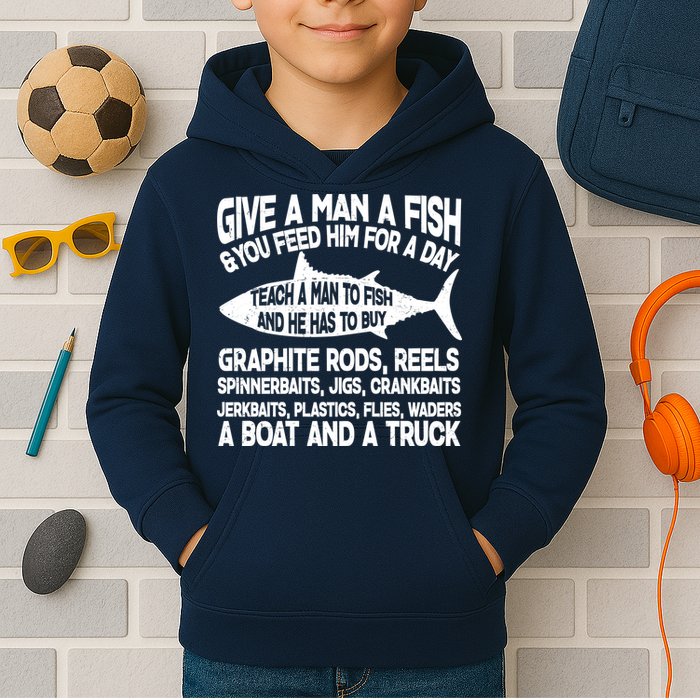 Teach A Man A Fish And He Has To Buy A Boat Kids Hoodie