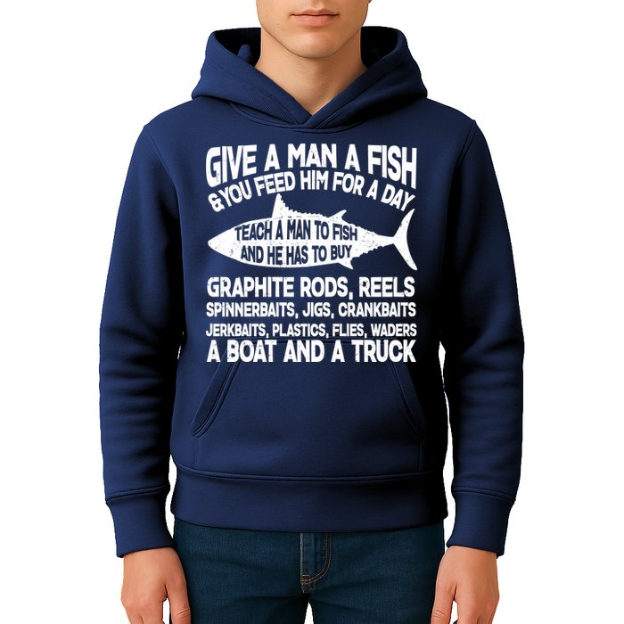 Teach A Man A Fish And He Has To Buy A Boat Kids Hoodie