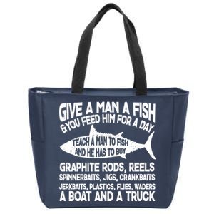 Teach A Man A Fish And He Has To Buy A Boat Zip Tote Bag