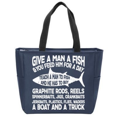 Teach A Man A Fish And He Has To Buy A Boat Zip Tote Bag
