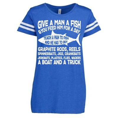 Teach A Man A Fish And He Has To Buy A Boat Enza Ladies Jersey Football T-Shirt