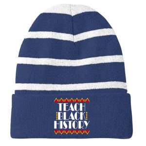 Teach Black History African Teacher Striped Beanie with Solid Band