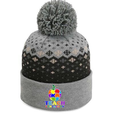 Teach Compassion Autism Awareness Teacher Apple Puzzle The Baniff Cuffed Pom Beanie