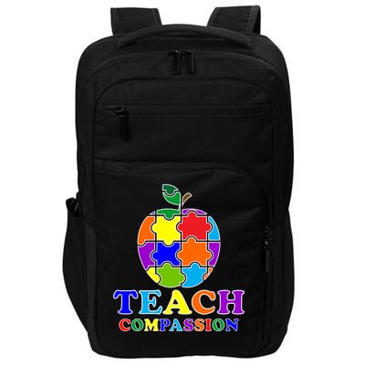 Teach Compassion Autism Awareness Teacher Apple Puzzle Impact Tech Backpack