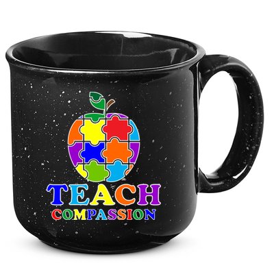 Teach Compassion Autism Awareness Teacher Apple Puzzle 15oz Campfire Ceramic Mug