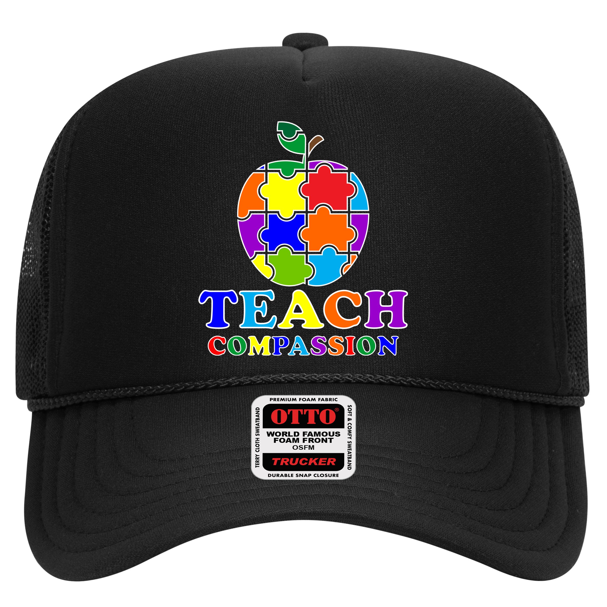 Teach Compassion Autism Awareness Teacher Apple Puzzle Hat