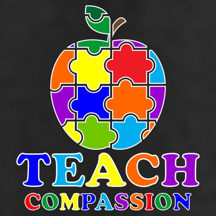 Teach Compassion Autism Awareness Teacher Apple Puzzle Golf Towel