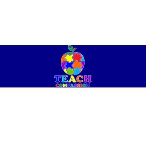 Teach Compassion Autism Awareness Teacher Apple Puzzle Bumper Sticker