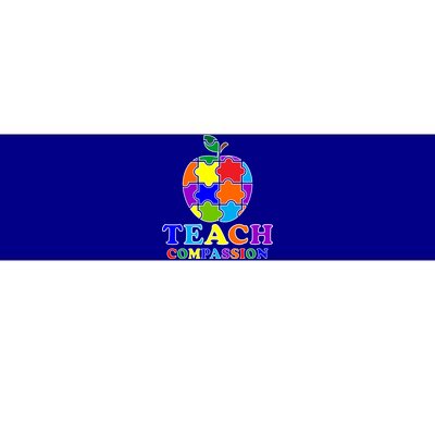 Teach Compassion Autism Awareness Teacher Apple Puzzle Bumper Sticker