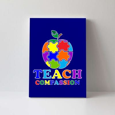 Teach Compassion Autism Awareness Teacher Apple Puzzle Canvas