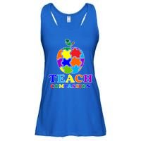 Teach Compassion Autism Awareness Teacher Apple Puzzle Ladies Essential Flowy Tank