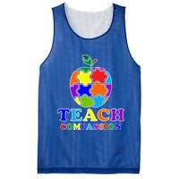 Teach Compassion Autism Awareness Teacher Apple Puzzle Mesh Reversible Basketball Jersey Tank