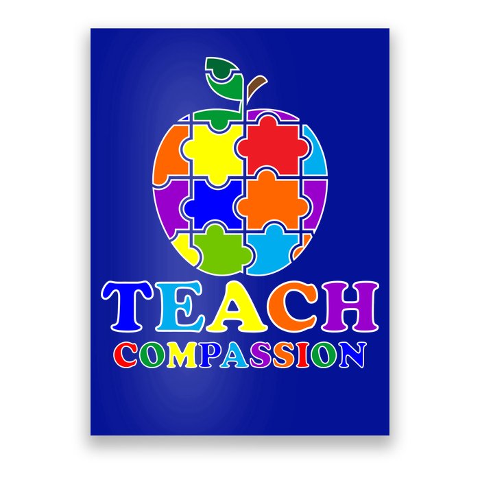 Teach Compassion Autism Awareness Teacher Apple Puzzle Poster