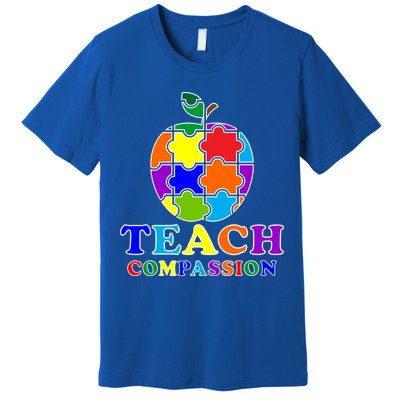 Teach Compassion Autism Awareness Teacher Apple Puzzle Premium T-Shirt