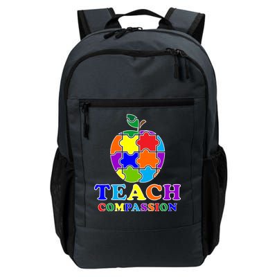 Teach Compassion Autism Awareness Teacher Apple Puzzle Daily Commute Backpack