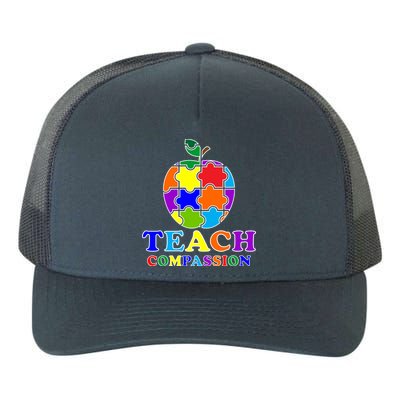 Teach Compassion Autism Awareness Teacher Apple Puzzle Yupoong Adult 5-Panel Trucker Hat