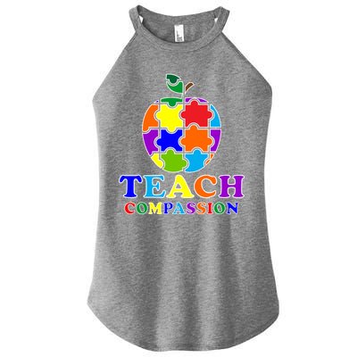 Teach Compassion Autism Awareness Teacher Apple Puzzle Women's Perfect Tri Rocker Tank