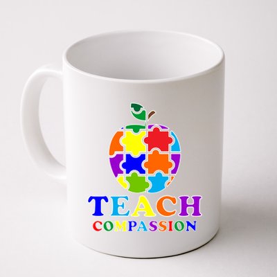 Teach Compassion Autism Awareness Teacher Apple Puzzle Coffee Mug