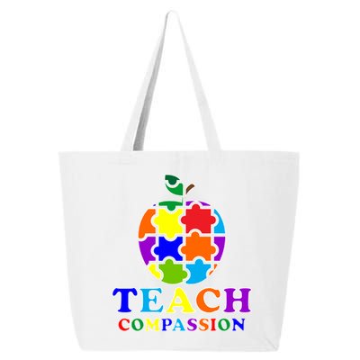 Teach Compassion Autism Awareness Teacher Apple Puzzle 25L Jumbo Tote