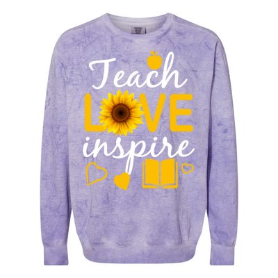 Teach Love And Inspire Sunflower Colorblast Crewneck Sweatshirt