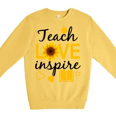 Teach Love And Inspire Sunflower Premium Crewneck Sweatshirt