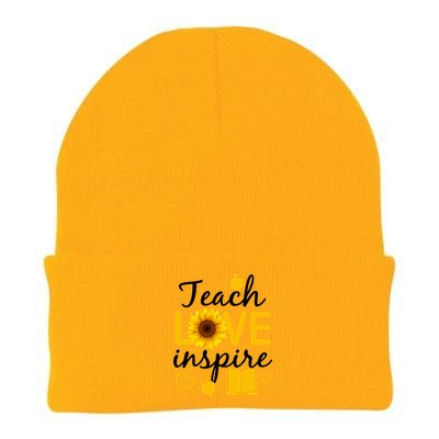 Teach Love And Inspire Sunflower Knit Cap Winter Beanie