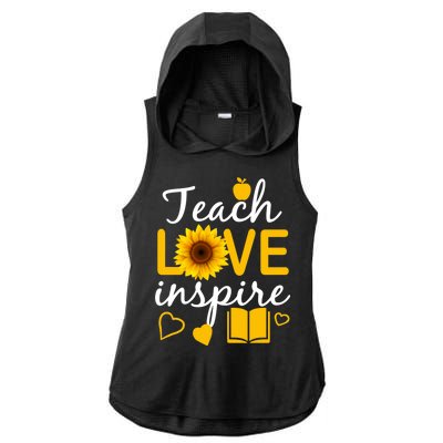 Teach Love And Inspire Sunflower Ladies PosiCharge Tri-Blend Wicking Draft Hoodie Tank