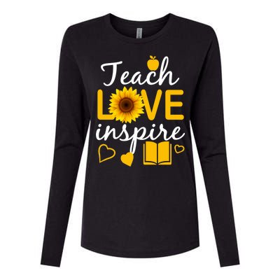 Teach Love And Inspire Sunflower Womens Cotton Relaxed Long Sleeve T-Shirt