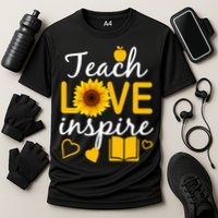 Teach Love And Inspire Sunflower Cooling Performance Crew T-Shirt