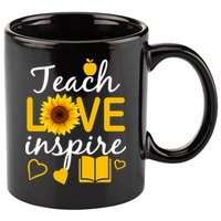 Teach Love And Inspire Sunflower 11oz C Handle Ceramic Mug