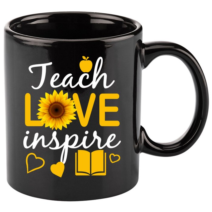 Teach Love And Inspire Sunflower 11oz C Handle Ceramic Mug