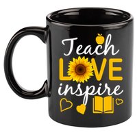 Teach Love And Inspire Sunflower 11oz C Handle Ceramic Mug