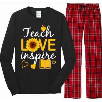 Teach Love And Inspire Sunflower Long Sleeve Pajama Set