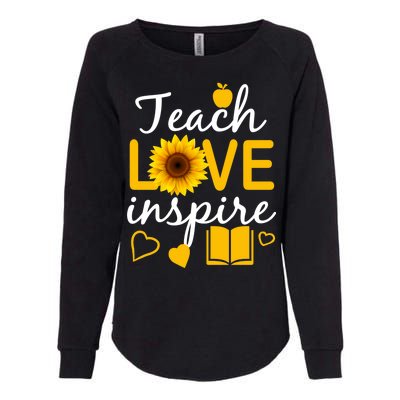 Teach Love And Inspire Sunflower Womens California Wash Sweatshirt