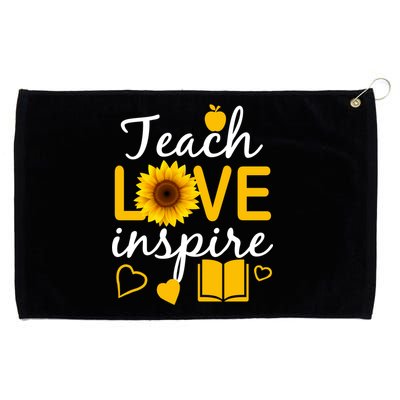 Teach Love And Inspire Sunflower Grommeted Golf Towel