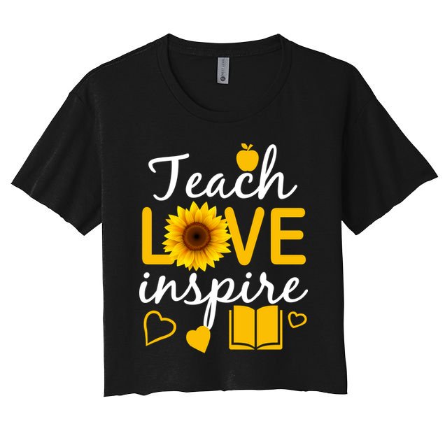 Teach Love And Inspire Sunflower Crop Top