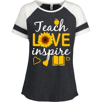 Teach Love And Inspire Sunflower Enza Ladies Jersey Colorblock Tee