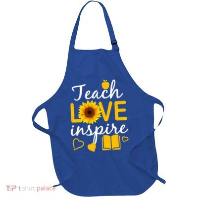 Teach Love And Inspire Sunflower Full-Length Apron With Pockets