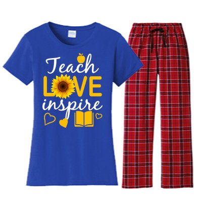 Teach Love And Inspire Sunflower Women's Flannel Pajama Set