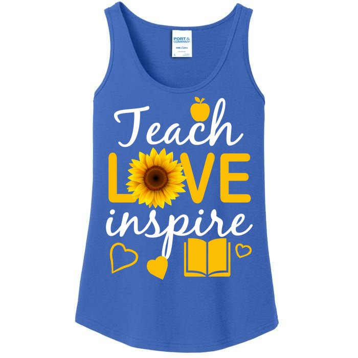 Teach Love And Inspire Sunflower Ladies Essential Tank