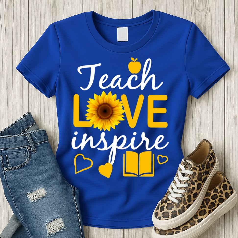 Teach Love And Inspire Sunflower Womens T-Shirt