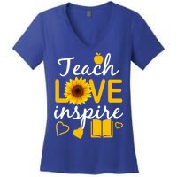 Teach Love And Inspire Sunflower Women's V-Neck T-Shirt