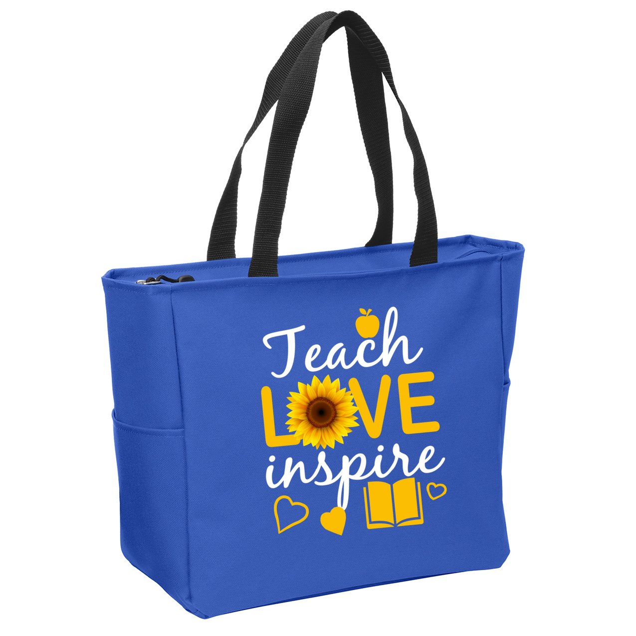 Teach Love And Inspire Sunflower Zip Tote Bag